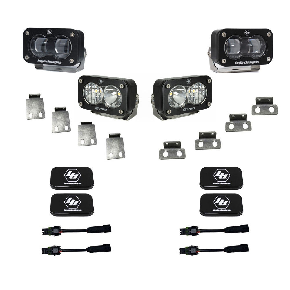 S2 SAE Baja Amber/S2 Pro Fog Pocket Kit Fits 21-On Ford Raptor Baja Designs